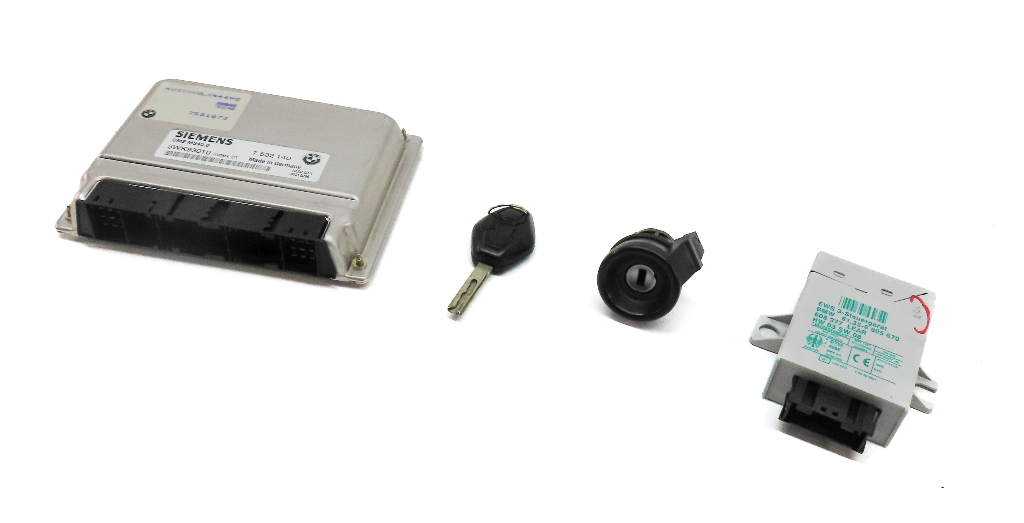 03-05 BMW Z4 (E85) 2.5L M54 ENGINE ECM DME IMMOBILIZER CONTROL MODULE KEY SET — exact item pictured